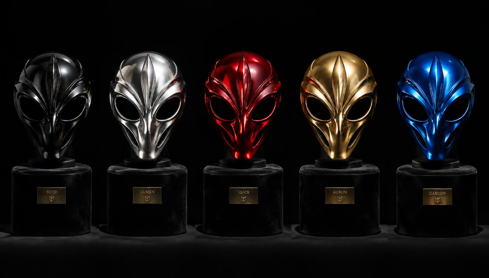 The five Grays Gang masks